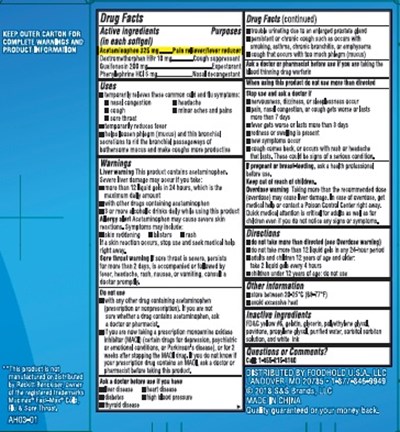 Careone Cold Flu Sore Throat 16ct Carton Label Back